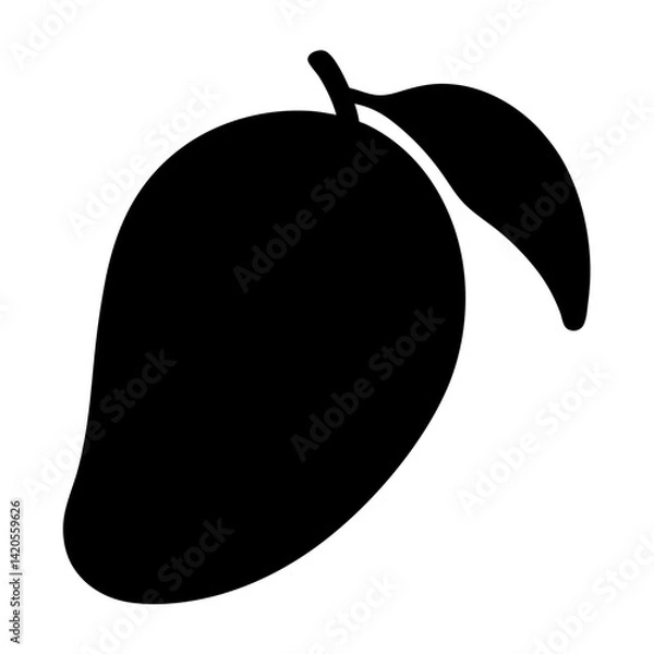 Fototapeta mango fruit minimalist silhouette vector icon - for graphic design projects mango, Modern Artwork.