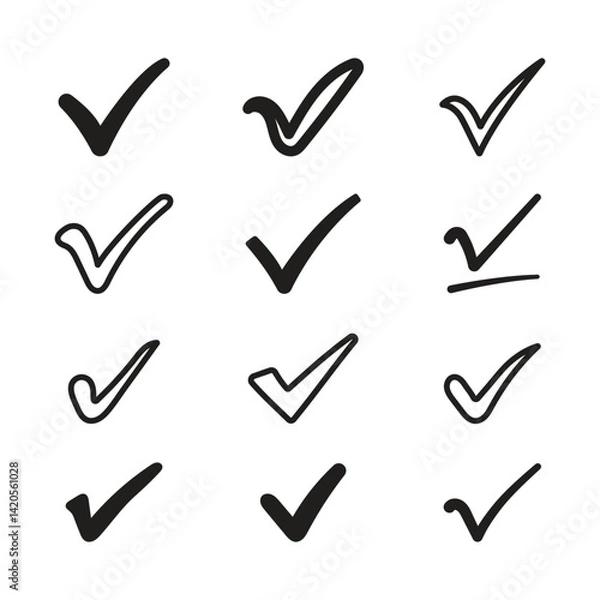 Fototapeta Vector Check Mark Icon Collection. Check Mark Icon Set