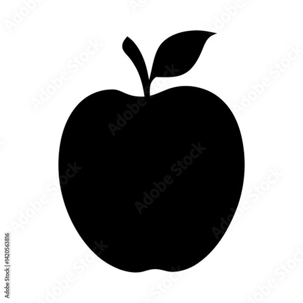 Fototapeta apple fruit minimalist silhouette vector icon - for graphic design projects apple, Modern Artwork.