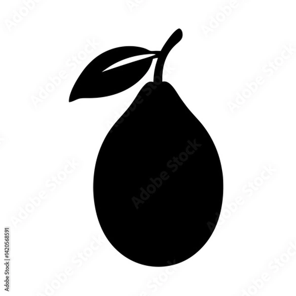Fototapeta guava fruit minimalist silhouette vector icon - for graphic design projects guava, Modern Artwork.