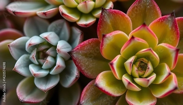 Fototapeta group of succulents that are red and green