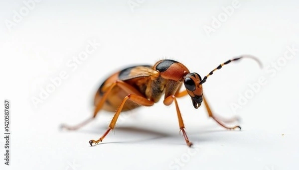 Fototapeta Close-up of a single insect on pure white background, sharp, nature