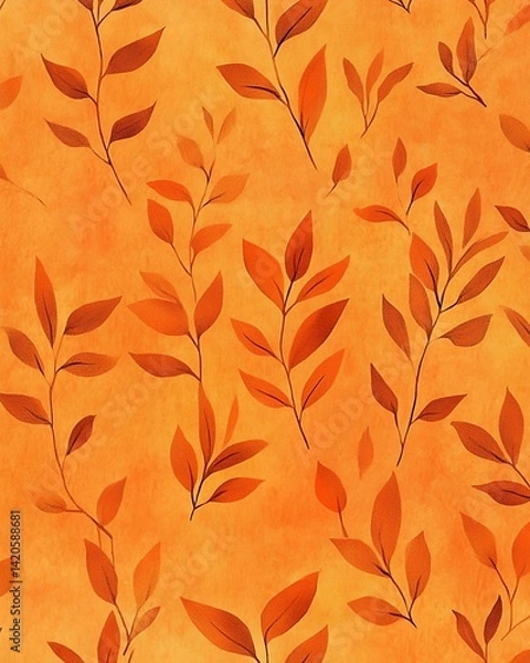 Obraz Orange Background with Repeating Autumnal Leaf Pattern