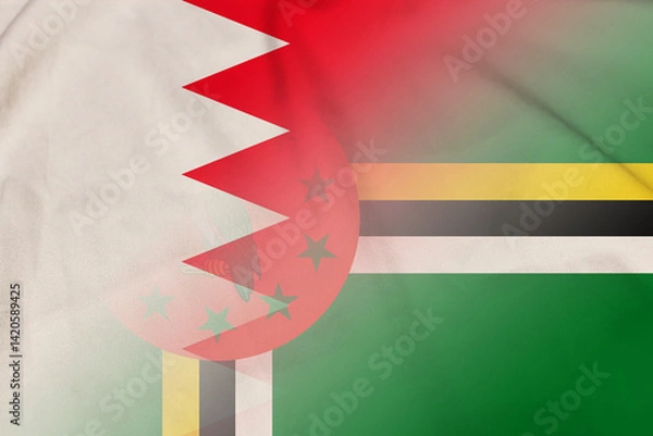 Fototapeta Bahrain and Dominica state flag transborder contract DMA BHR