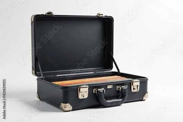 Obraz Locked briefcase, confidential files on white , briefcase, digital, steel