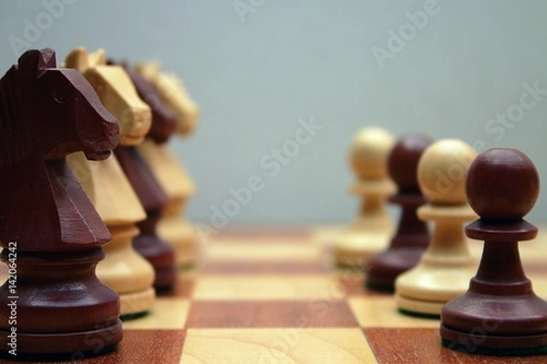 Fototapeta Wodden chess figures