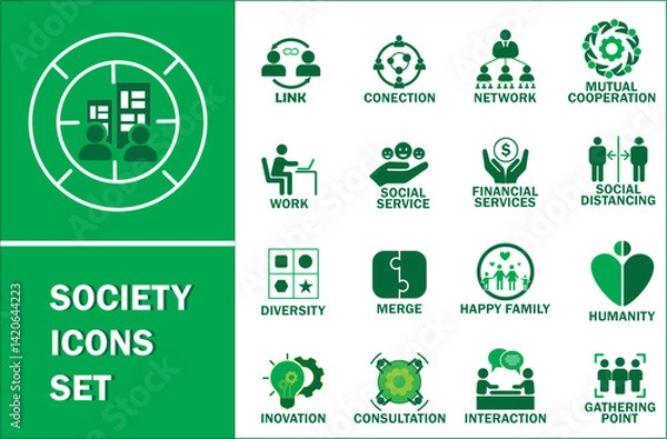 Obraz Community sector icons collection. Solid vector icons collection.