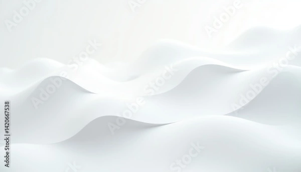 Fototapeta Abstract white waves create smooth fluid shapes.