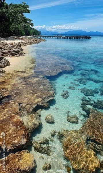 Obraz The clear blue sea is visible from the top of the coral reef