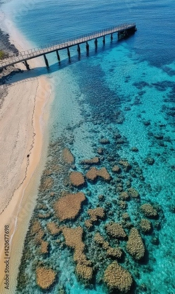 Obraz The clear blue sea is visible from the top of the coral reef
