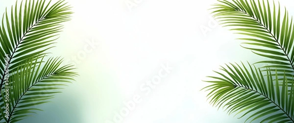 Fototapeta Collection Green palm leaves on isolated transparent background. Tropical plant concept. concept as Collection of green palm leaves isolated on transparent background emphasizing tropical plant concep