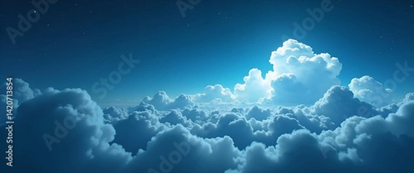 Fototapeta Expansive Cloud Computing Industry: State-of-the-Art Digital Facilities & Innovative IT Services for Global Market Expansion - Photo Stock Concept with Empty Space