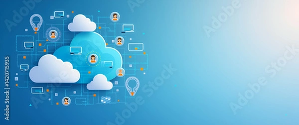 Fototapeta Photo realistic as Cloud based communication tools with chat and video call icons concept as Vector illustration of cloud based communication tools featuring chat and video call icons emphasizing enha