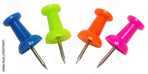 Obraz Vibrant Neon Push Pins A Colorful Collection for Organization and Creativity