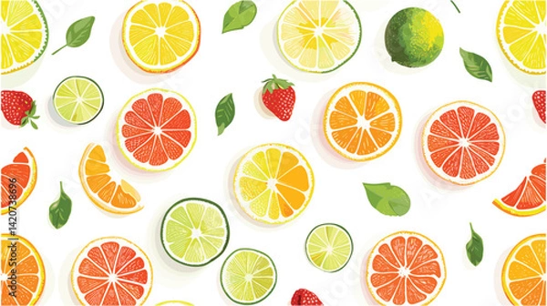 Obraz Fresh and Vibrant Citrus Fruit Pattern for Summer Design