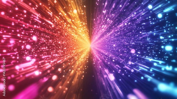 Fototapeta A colorful, swirling galaxy of light and color