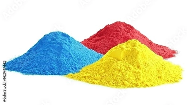 Fototapeta Colorful powder burst in vibrant red, blue, and yellow, symbolizing energy and creativity