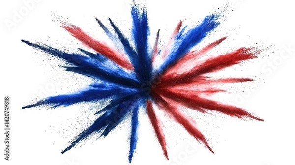 Fototapeta Colorful powder burst in vibrant red, blue, and yellow, symbolizing energy and creativity