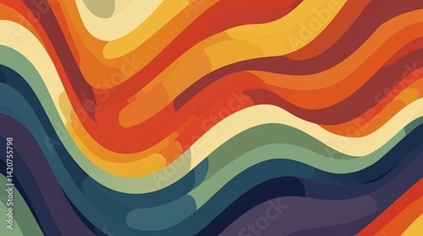 Obraz Retro Color Waves - Abstract Pattern with Smooth, Sinuous Flowing Lines