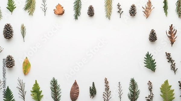 Fototapeta Christmas Arrangement with Fir Branches and Decorations, Symbolizing Festive Warmth and Tradition