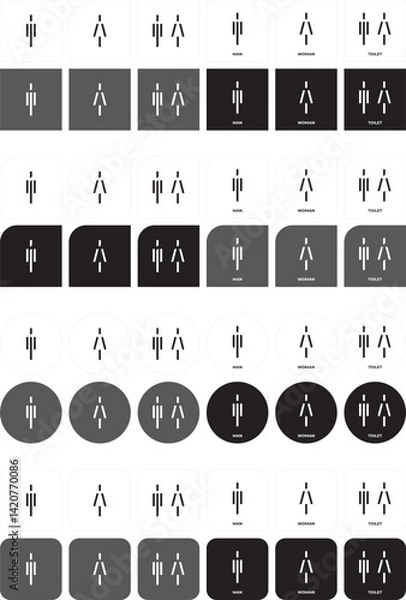 Fototapeta Toilet, Rest room, Icon, Sign, Pictogram, Line style, infographic 
