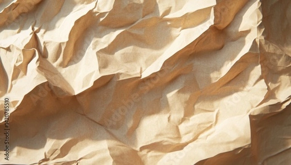 Fototapeta Crinkled light beige paper texture