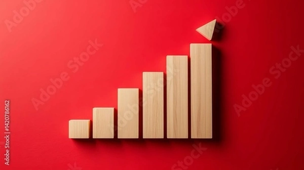 Fototapeta business graph with red arrow, graph, business, chart, growth, diagram, arrow, finance, success, 3d, bar, market, progress, up, data, financial, illustration, grow, money, stock, profit, goal, sign, i