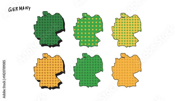 Fototapeta ドット模様のドイツの地図の手書きベクターイラスト
