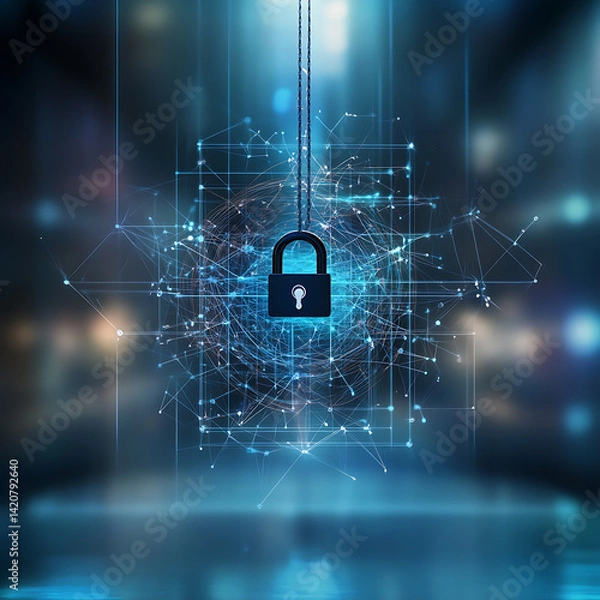 Fototapeta Securing digital assets cybersecurity event virtual space infographic futuristic close-up data protection concept