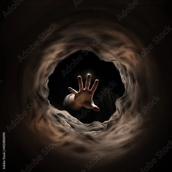 Fototapeta Jesus Christ Reaching Hand for Help for Sad or Depressed Person Generated with AI.