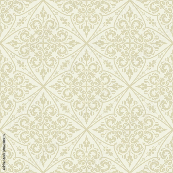 Fototapeta  Elegant Damask Seamless Pattern. Vector design for Wallpaper, Fabric, Branding, Packaging, Invitations, Wedding, Home Decor Design