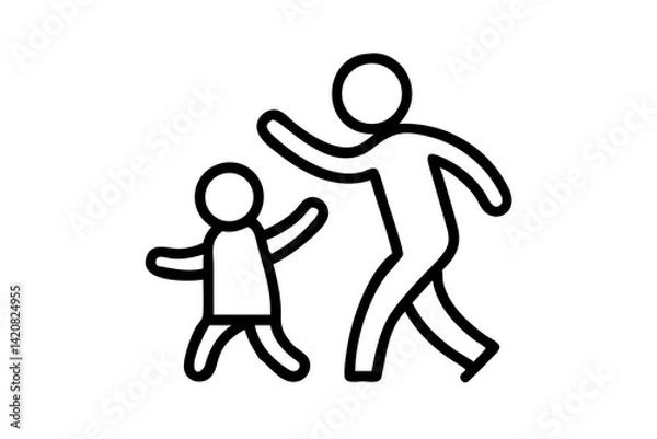 Fototapeta Modern minimalist line art of a parent and child connection