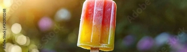 Fototapeta Vibrant ice pop in bright colors perfect for a refreshing summer treat on a sunny day