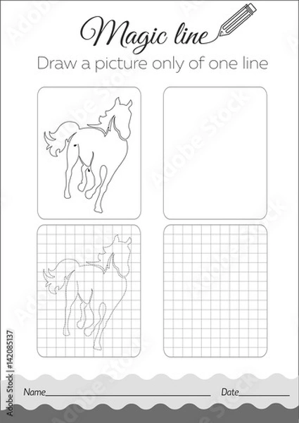 Obraz Coloring book horse Black