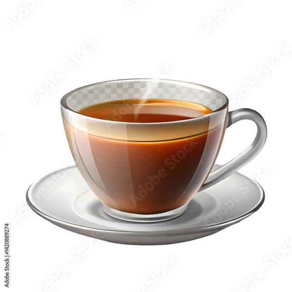 Fototapeta Cup with hot drink 3D icon tea or coffee isolated on transparent background