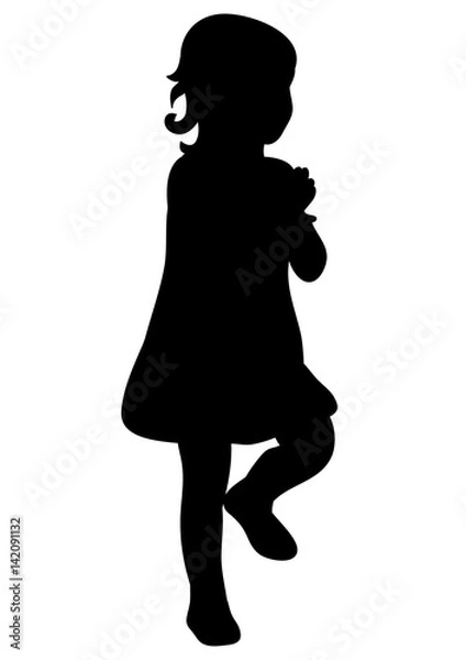 Obraz Silhouette of a child dancing vector, isolated