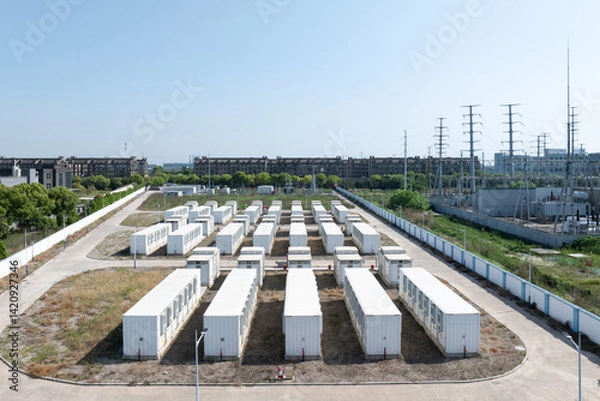 Obraz The energy storage batteries in the substation