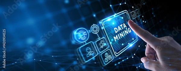 Fototapeta Data mining concept. Business, modern technology, internet and networking concept. 3d illustration
