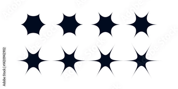 Fototapeta Sparkle Star Icon Set Vector with Constellations and Galaxy Elements, Shiny Starburst Shapes and Celestial Star Icons