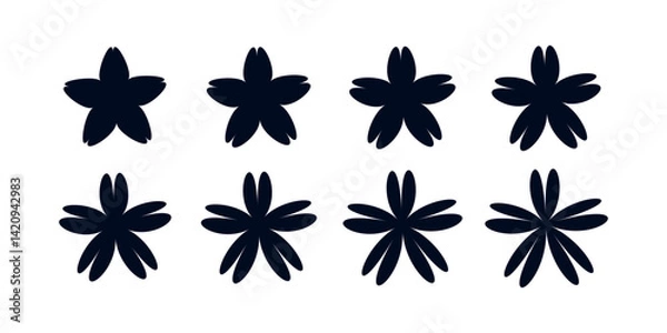 Fototapeta Trendy abstract shapes vector. Groovy 90s and 2000s retro shapes, flower spiral circle, Y2K aesthetic, psychedelic abstract art elements set