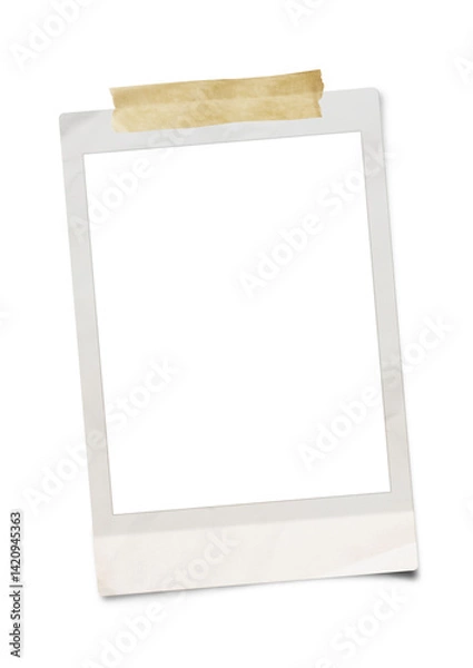Obraz Old photo frame isolated. Empty white photo frame. Vintage instant photo frame isolated in transparent PNG