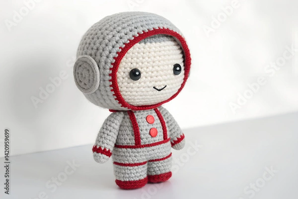 Obraz Handcrafted Astronaut Doll – Space-Themed Crochet Art