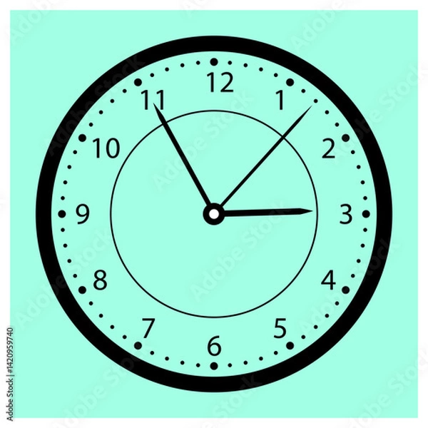 Fototapeta This is a vector illustration of a round wall clock icon showing time with hour and minute hands on a classic dial