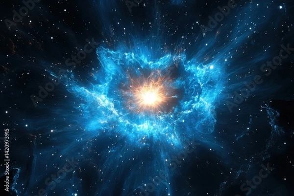 Fototapeta Cosmic adventure: stunning supernova nebula and dazzling stars crafting an enchanting outer space backdrop for science fiction aficionados and astronomy enthusiasts