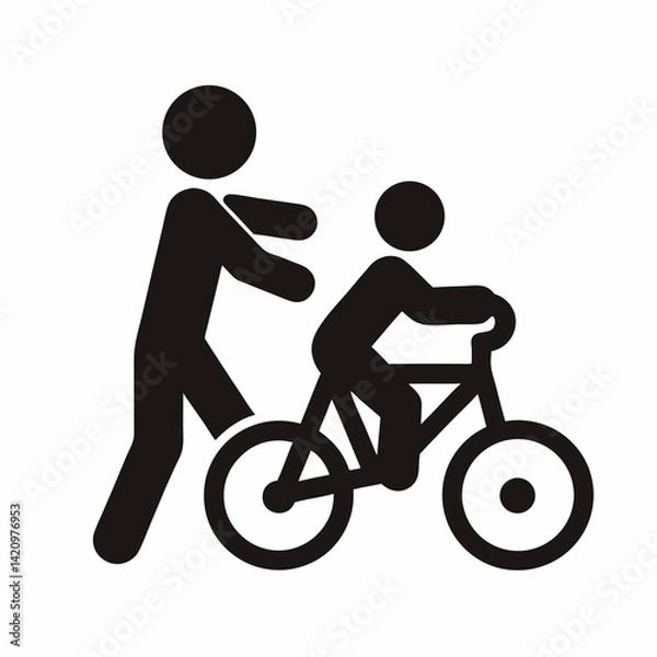 Fototapeta Learning To Ride A Bike Stick Figure Graphic For Education And Support