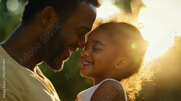 Obraz Smiling parent and child sharing a joyful moment, embodying warmth and love