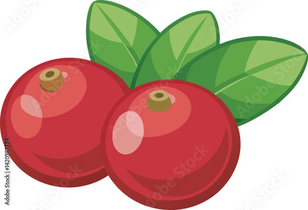 Obraz A vibrant and detailed vector art illustration showcasing the delicious and fresh cranberry fruit with rich colors and textures.