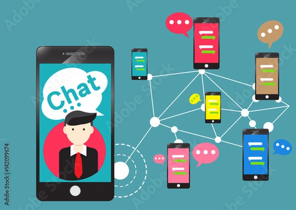 Obraz People chat room community app for smartphone
