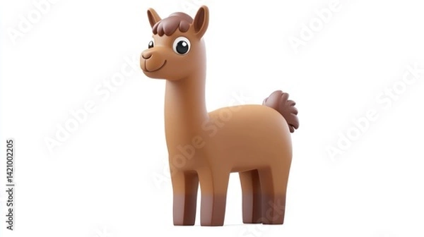 Obraz lama 3d rendering isolated on white background. Cartoon plastic style icon 