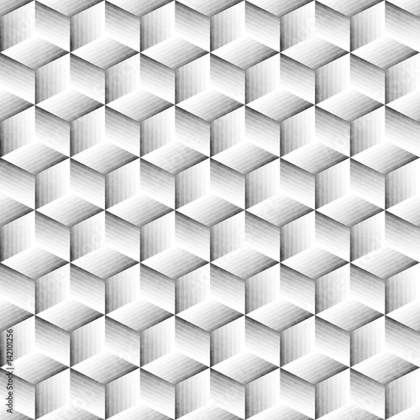 Fototapeta Seamless Monochrome Pattern. Grungy Geometric Shapes Tiling.